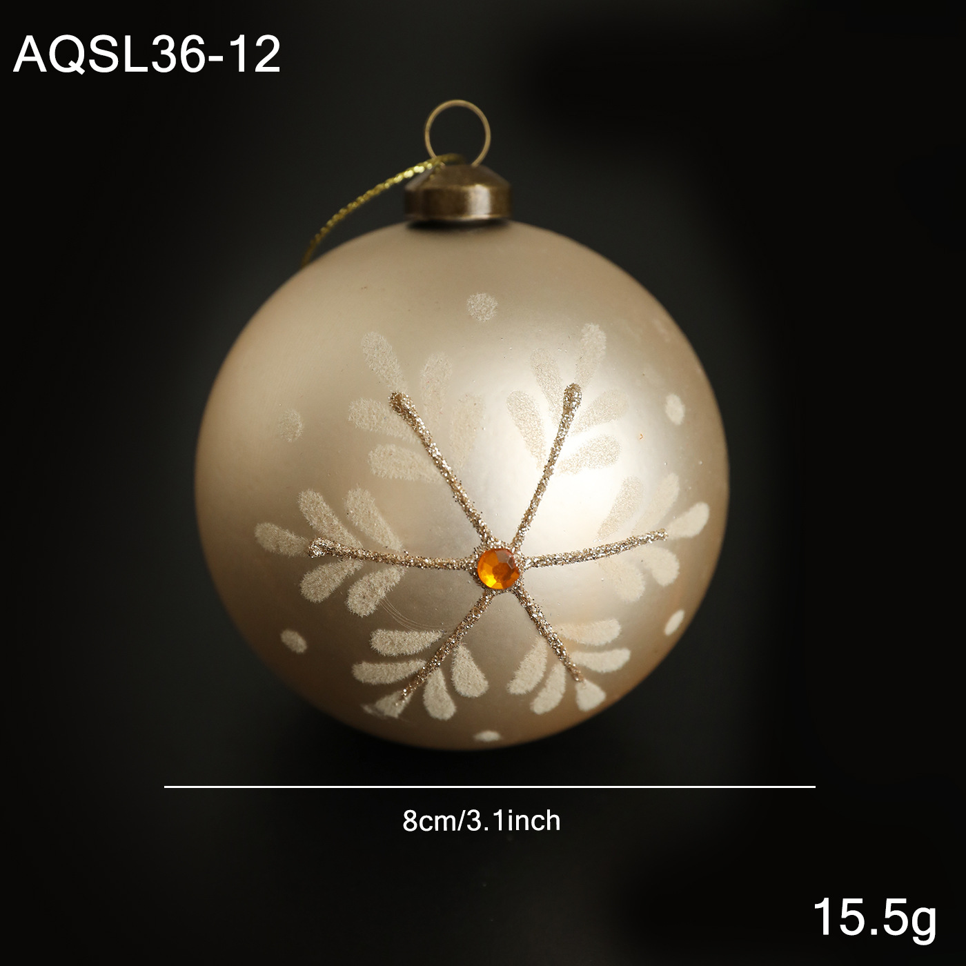 Nuevo producto 8CM bola de Navidad color champán oro polvo retro árbol de Navidad colgante bola decoración colgante diseño colgante