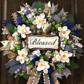 跨境新品wreaths for front door春季花环门挂