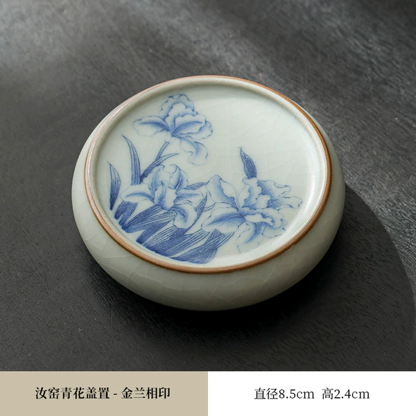 Ru kiln blue and white cover---gold orchid seal