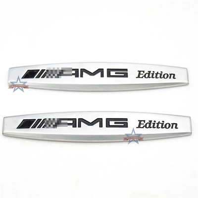 AMG fender emblem, metal Car logo - standard-matte-silver-one