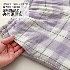 Japanese-style printed cotton pajamas for women, good autumn and winter washing cotton home clothes set thickened warm cotton clothes