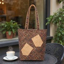 时尚多元素休闲复古印花环保软木单肩托特包波西米亚通勤包购物袋
