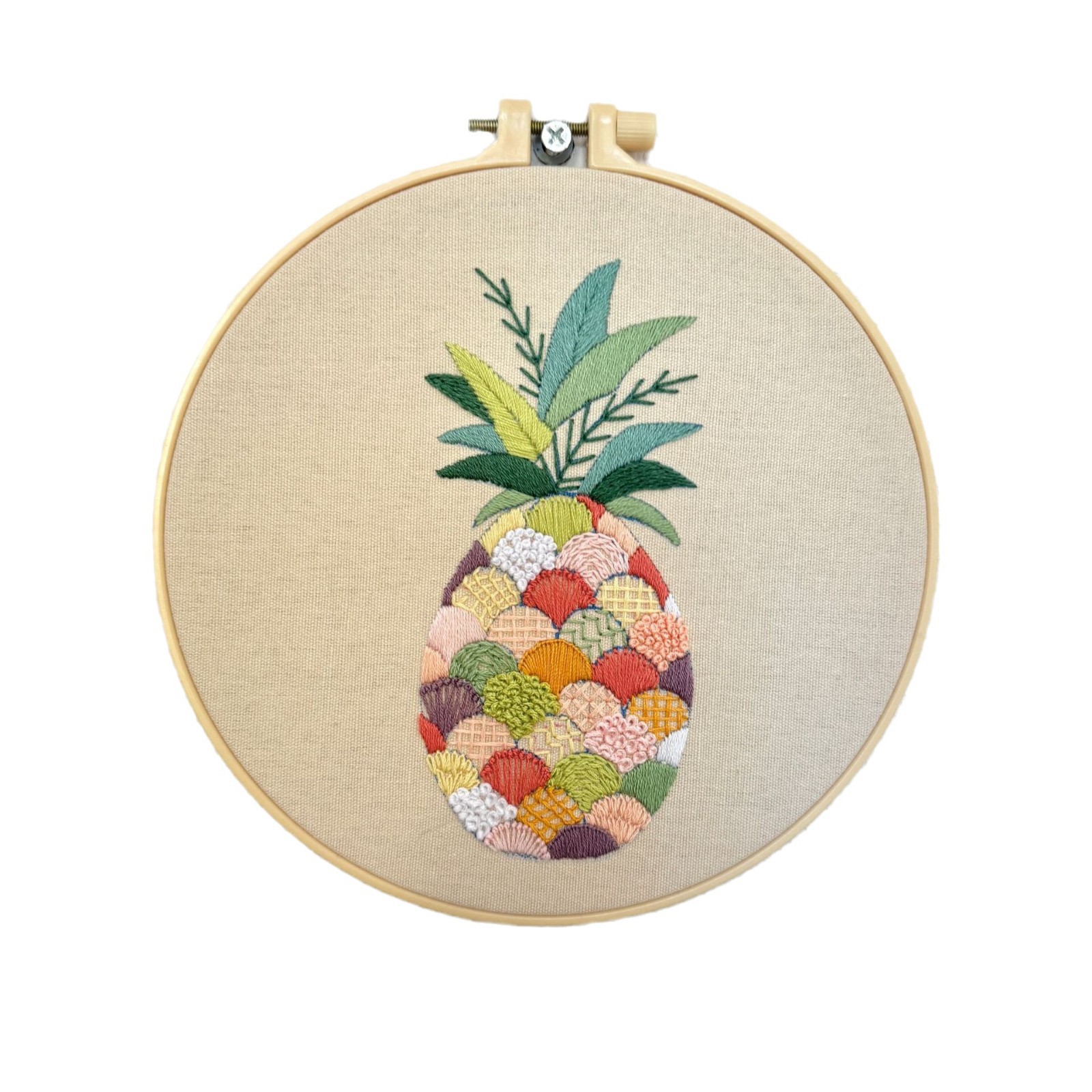 Nuevo paquete de práctica de costura básica para principiantes de bordado en inglés, paquete de material creativo de piña de tres piezas de introducción de bordado Lu