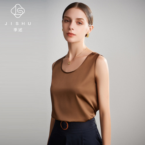 Silk vest women's satin 2024 spring and summer new mulberry silk sleeveless suspender top for inner wear and outer wear