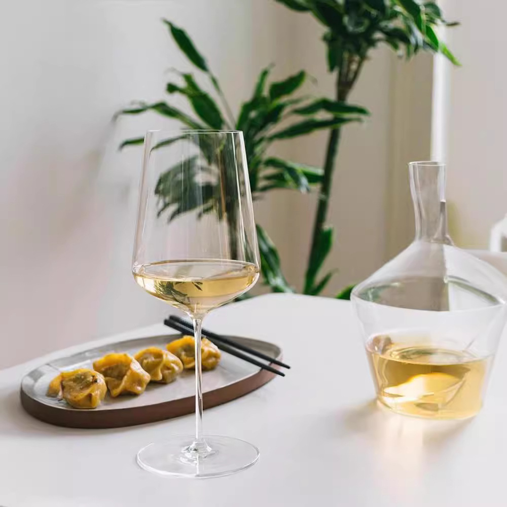 Taza de vino tinto de cristal ultrafino sin plomo hecha a mano con copa de techo de calidad nacional