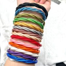 2023塑料硅胶管金箔Jelly bangles扭绳设计手环跨境欧美亚马逊