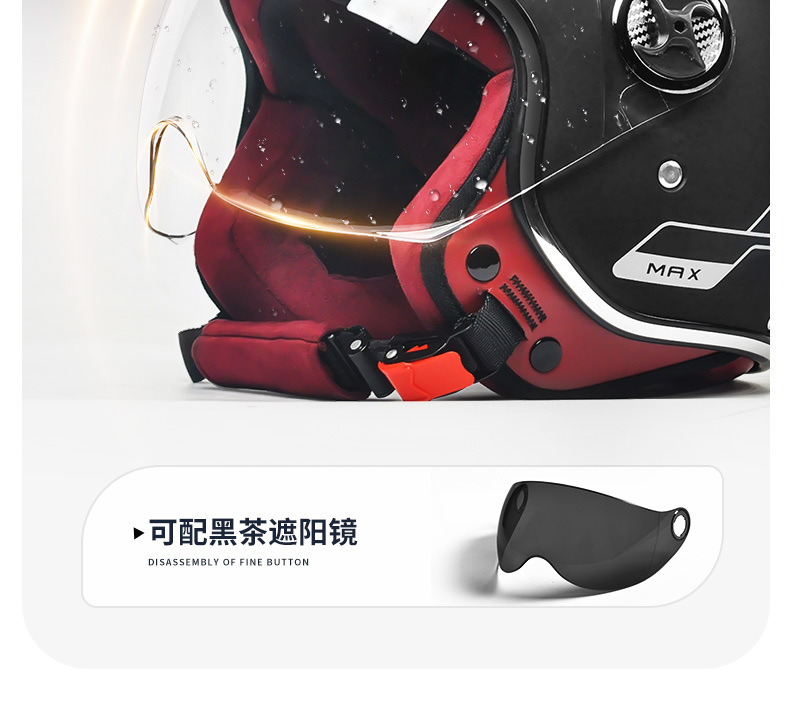 Ad Electric Vehicle Helmet for Men and Women, Universal High-Value Safety Helmet for All Seasons, 3C Certified Motorcycle Retro Half Helmet