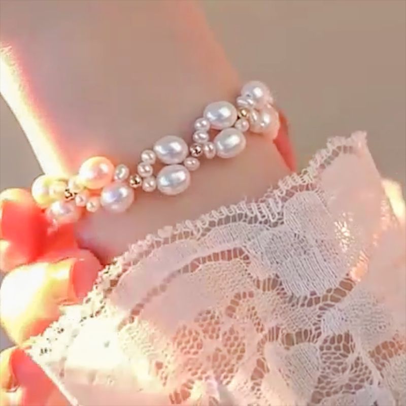 French Lace Design Natural Freshwater Pearl Bracelet Niche Hand-woven Personality Bracelet Female Natural