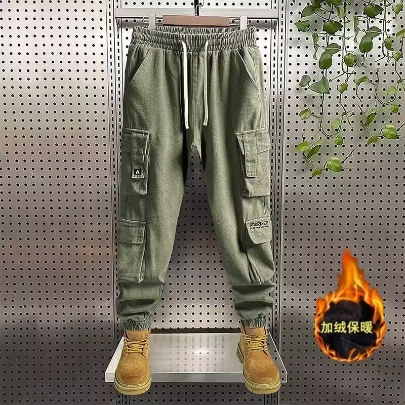 Otoño y invierno de protección laboral pantalones de trabajo para hombres resistentes al desgaste de bolsillos de trabajo anti-trabajo de trabajo para hombres pantalones gruesos de terciopelo