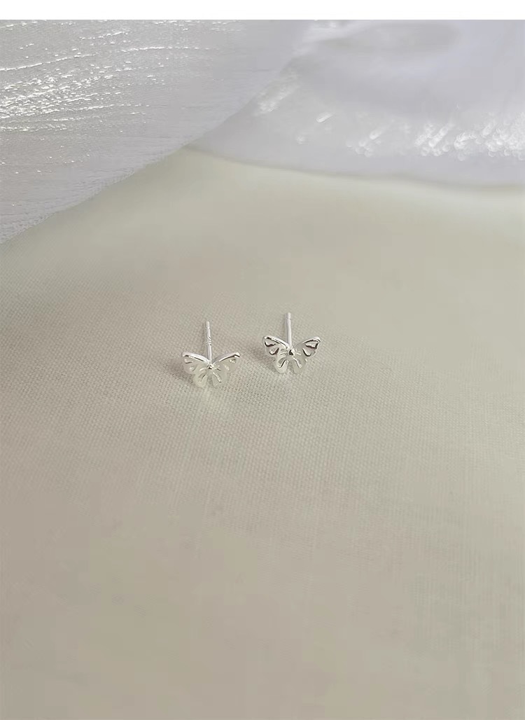 2g Weight 925 Sterling Silver Ear Needle Material Ear Studs Classification 1 Pair Quantity Daily, Date Occasion 925 Sterling Silver Material Butterfly Pattern Women's Gender Plating Design Sweet, Simple Style Style 1 Pair 925 Sterling Silver Butterfly Ear Studs 4