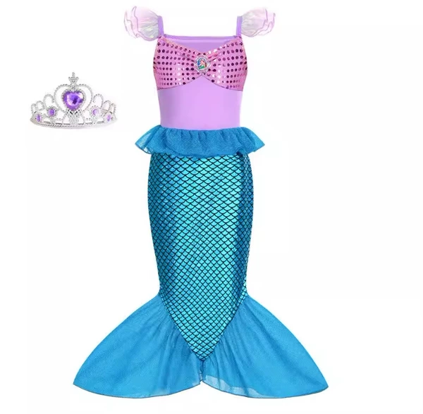 Mermaid blue princess dress + free crown