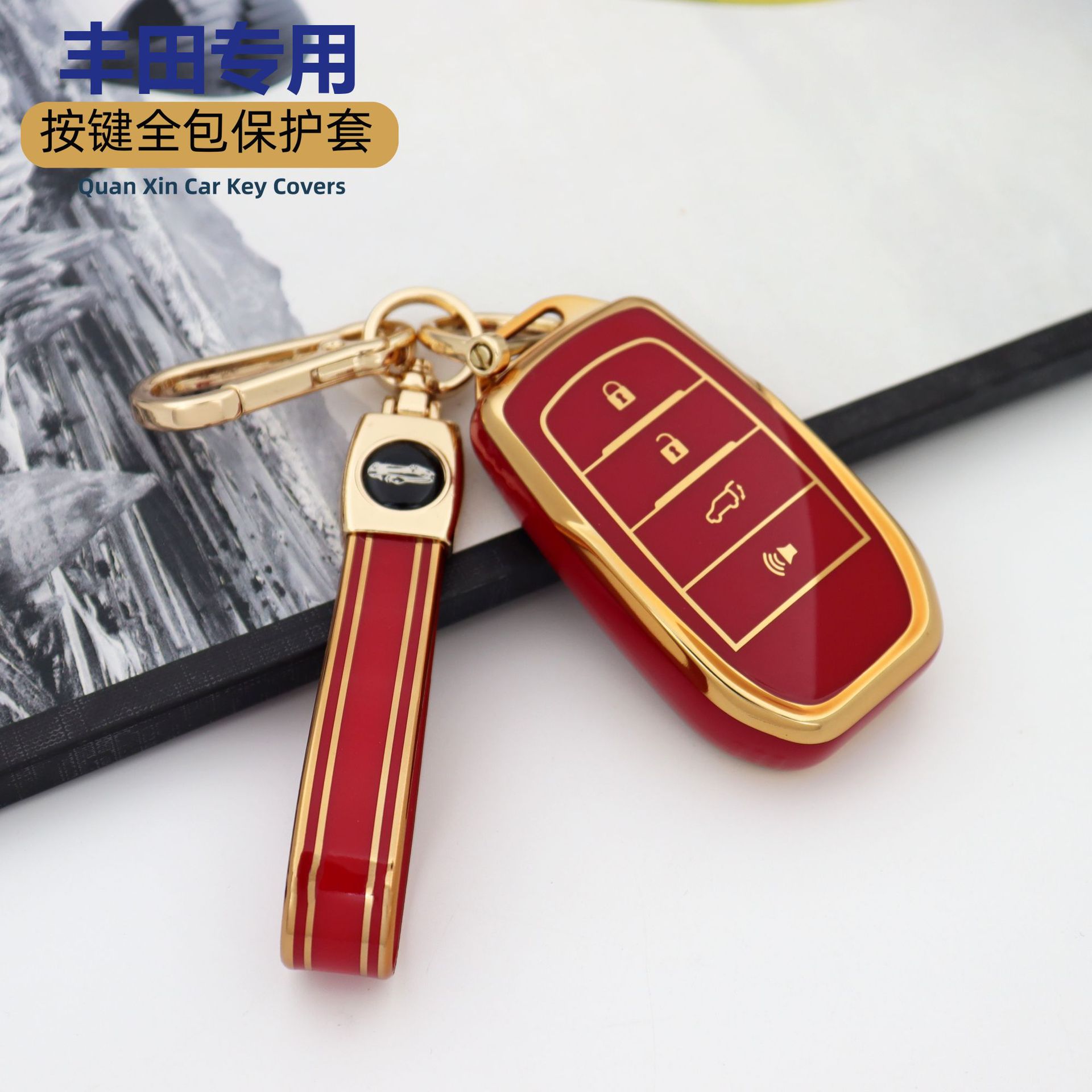 4 키 리치 레드 + [프놈펜 싱글 쉘] + 하이 퀄리티 TPU 끈 중국어 레드-[프놈펜 골드 버클]