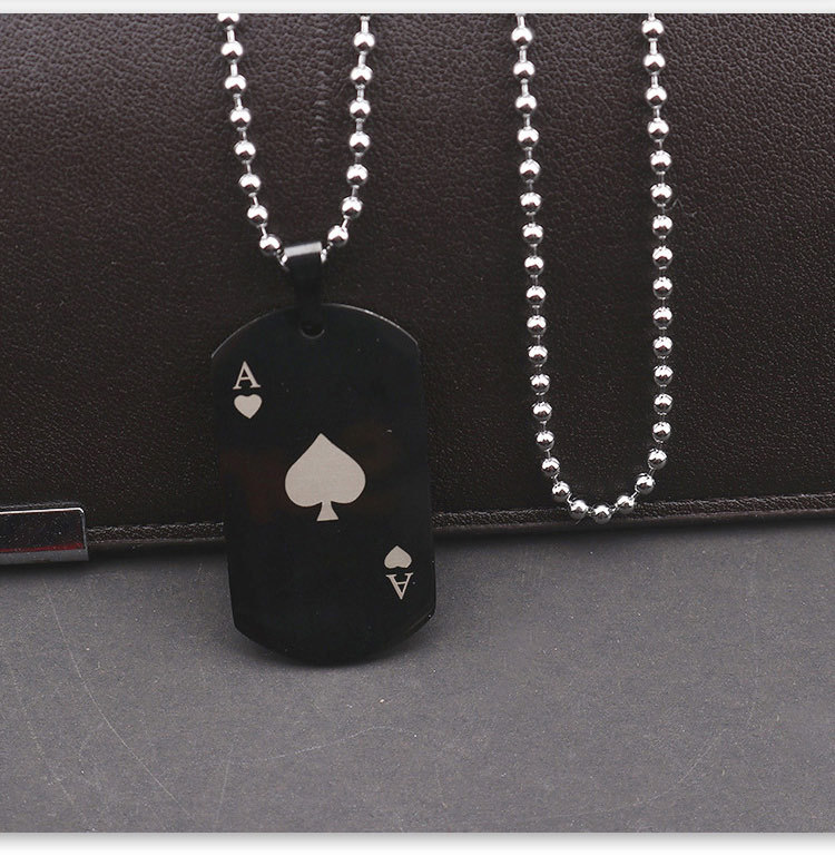 Fashion Poker Stainless Steel Plating Pendant Necklace 1 Piece