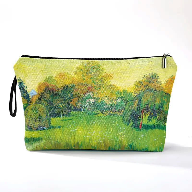 Arte estilo Van Gogh lienzo bolsa de maquillaje portátil bolsa de maquillaje / monedas almacena LOGO imprimible