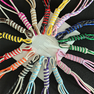 Factory Ready-Made Mobile Phone Lanyard Short Color Matching Knotted Braided Lanyard Plush Keychain Anti-Lost Sling Wholesale