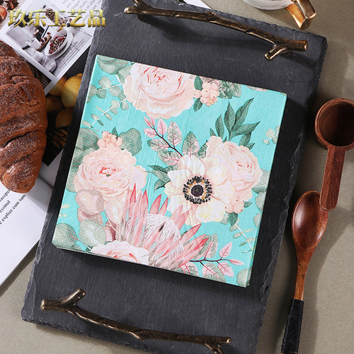 Manufacturer supplies colorful printed napkins, colored wood pulp paper, commercial paper towels for restaurants and bars, printed facial tissue