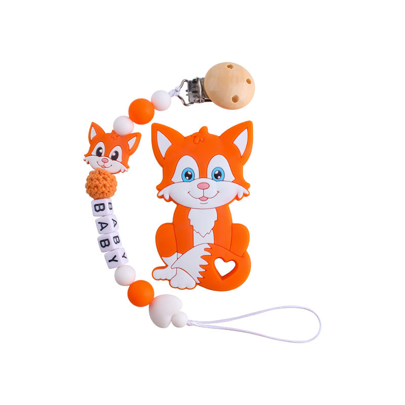 Hemu chupete clip Fox gato juguete mordedor bebé nombre silicona amor chupete cadena suministros infantiles