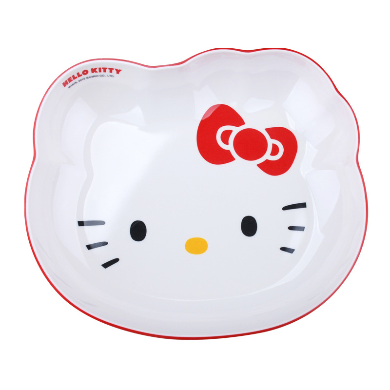 Wuhe rojo Kitty melamina cubiertos Sanrio auténtico anti-caída anti-escaldado creativo de dibujos animados para niños plato tazas de agua