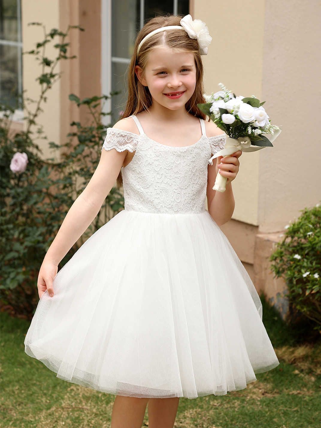 Nuevo vestido de novia para niños transfronterizos europeos y americanos, actuación de piano de encaje para niñas, anfitrión de cumpleaños, vestido de princesa esponjoso