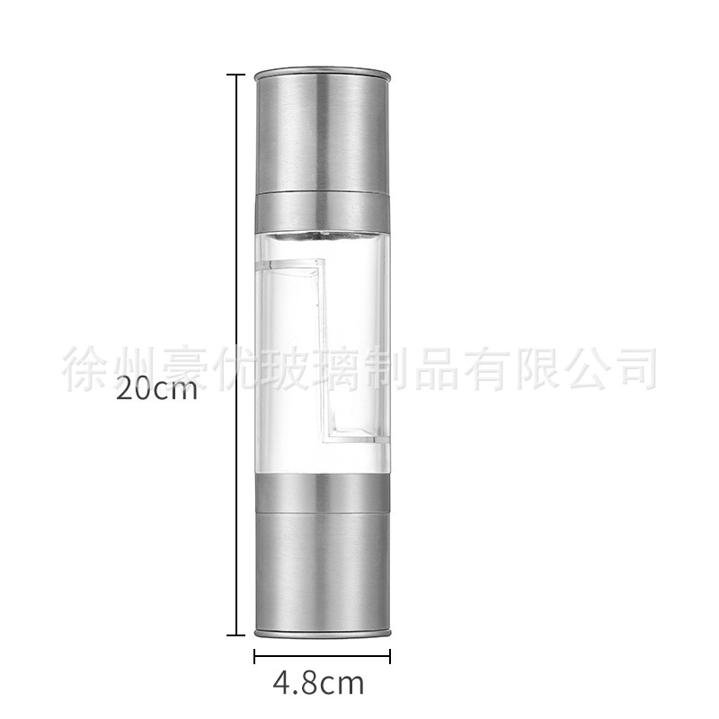 Molinillo manual dos en uno de doble propósito, pimienta negra, pimienta, sal marina, núcleo de cerámica de acero inoxidable, botella de espolvoreado de condimento comercial