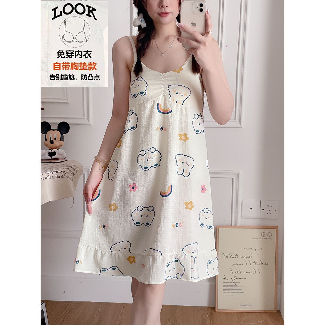 2025 verano abrigo plegado pijama chicas lindas dibujos animados pijama de chicas falda de ropa para el hogar fabricantes de comercio exterior