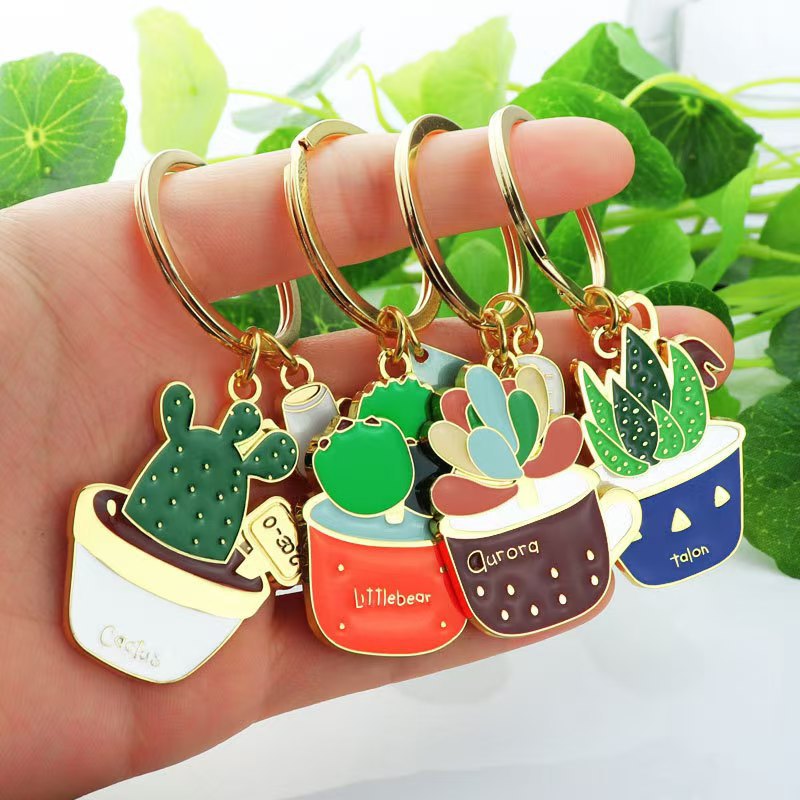 Lucky Clover Metal Car Llavero Tanabata Lover Little Gift Colgante Lindo Llavero de suculentas image 3