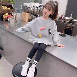 外穿卫衣春秋款洋气中小童休闲小女孩宽松百搭假两件立体糖果上衣