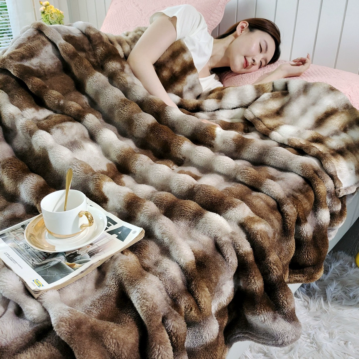 Катионное жаккардовое тёплое покрывало, хлопковый велюр, полосы/мраморный узор, размеры 100×150–200×230 см