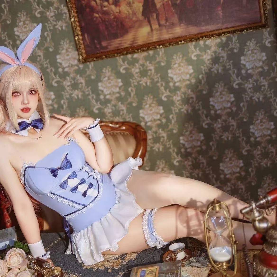 Bunny Girl Cosplay Kit with Bodysuit, Ears, Collar, Bow Tie and Leg Rings — detail image 2