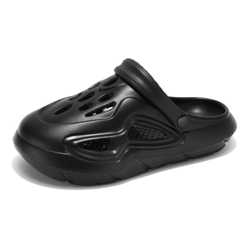 Zapatos con agujeros de color sólido para hombres, ropa exterior de verano, antideslizante, transpirable, suela suave, zapatillas Baotou, sandalias de playa deportivas y de ocio para hombres