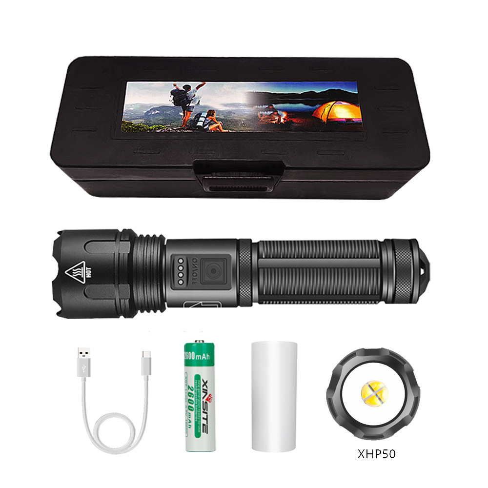 Nueva linterna transfronteriza luz de trabajo de emergencia multifuncional láser blanco luz brillante de largo alcance