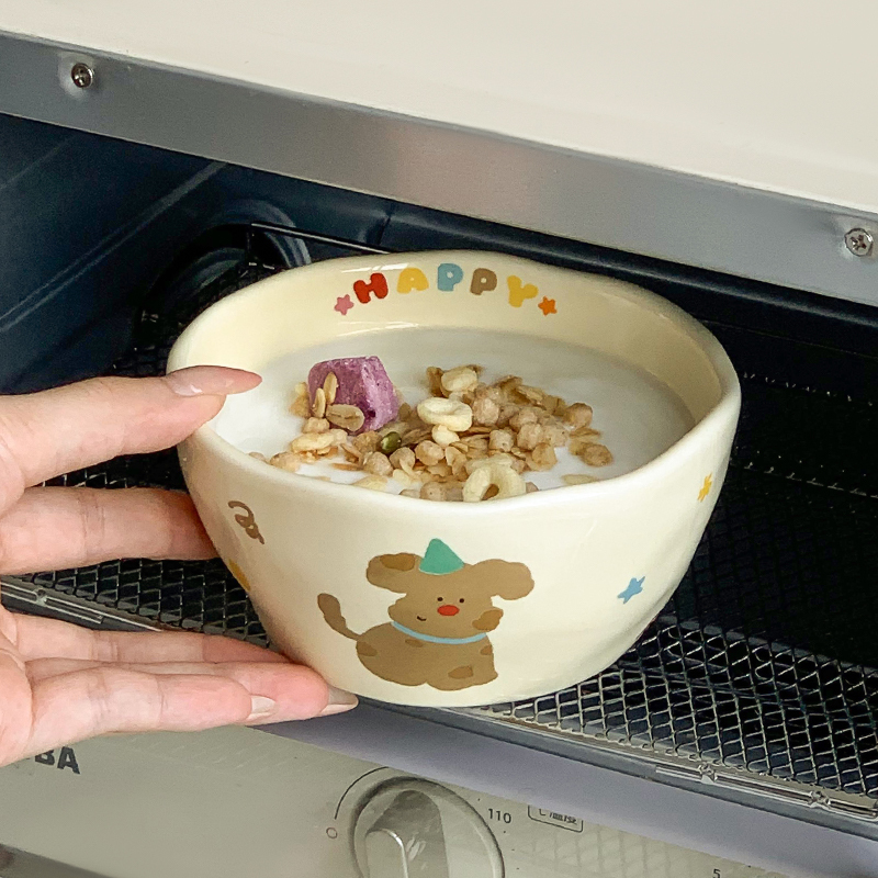 可爱韩式ins风猫狗一人一碗礼盒可爱饭碗家用陶瓷碗米饭碗具礼物|undefined