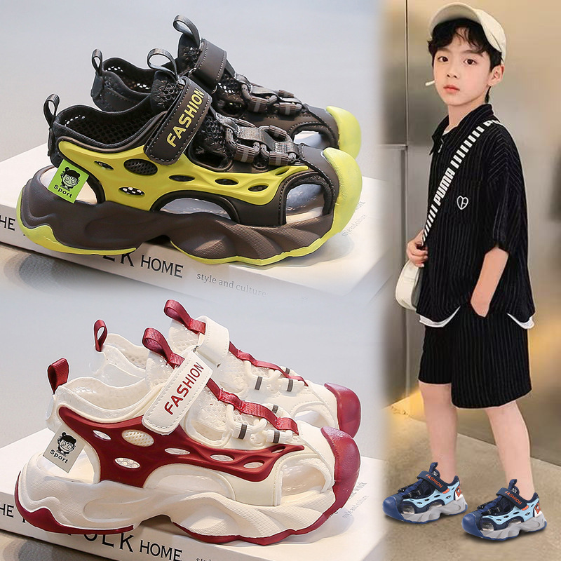 Boys' Sandals 2026 New Summer Soft-Soled Non-Slip Children's Closed-Toe Beach Shoes Boys' Stylish Sandals for Older Kids