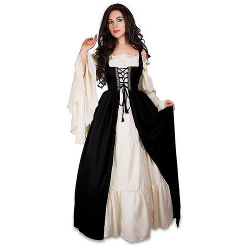XS-XXXL Western-style Collared Bodice Girdle Medieval Renaissance Retro COS Dress Halloween Costume