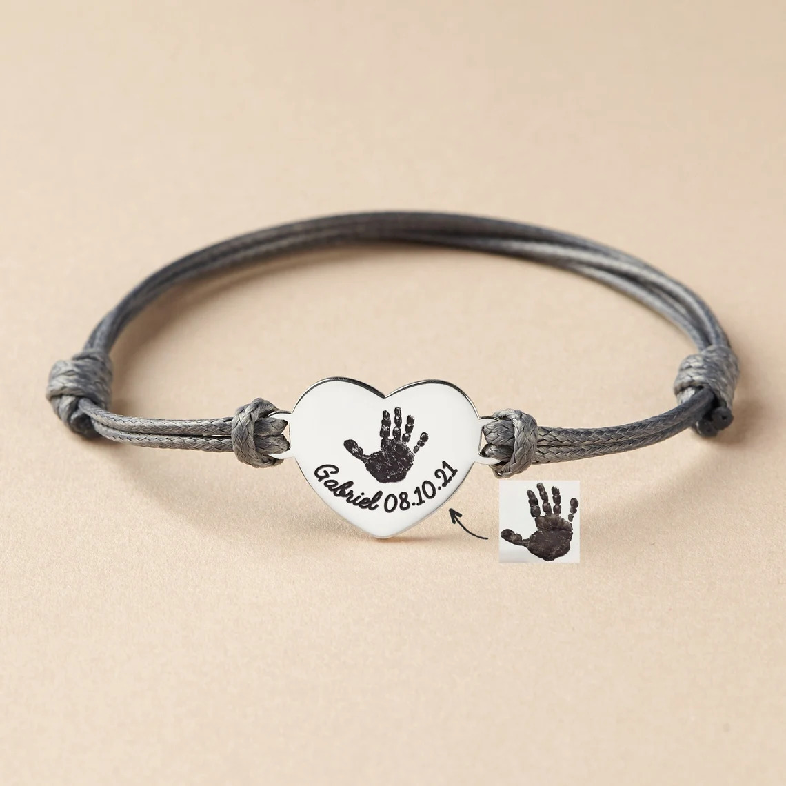 Handmade wax rope compilation stainless steel caring hand bracelet