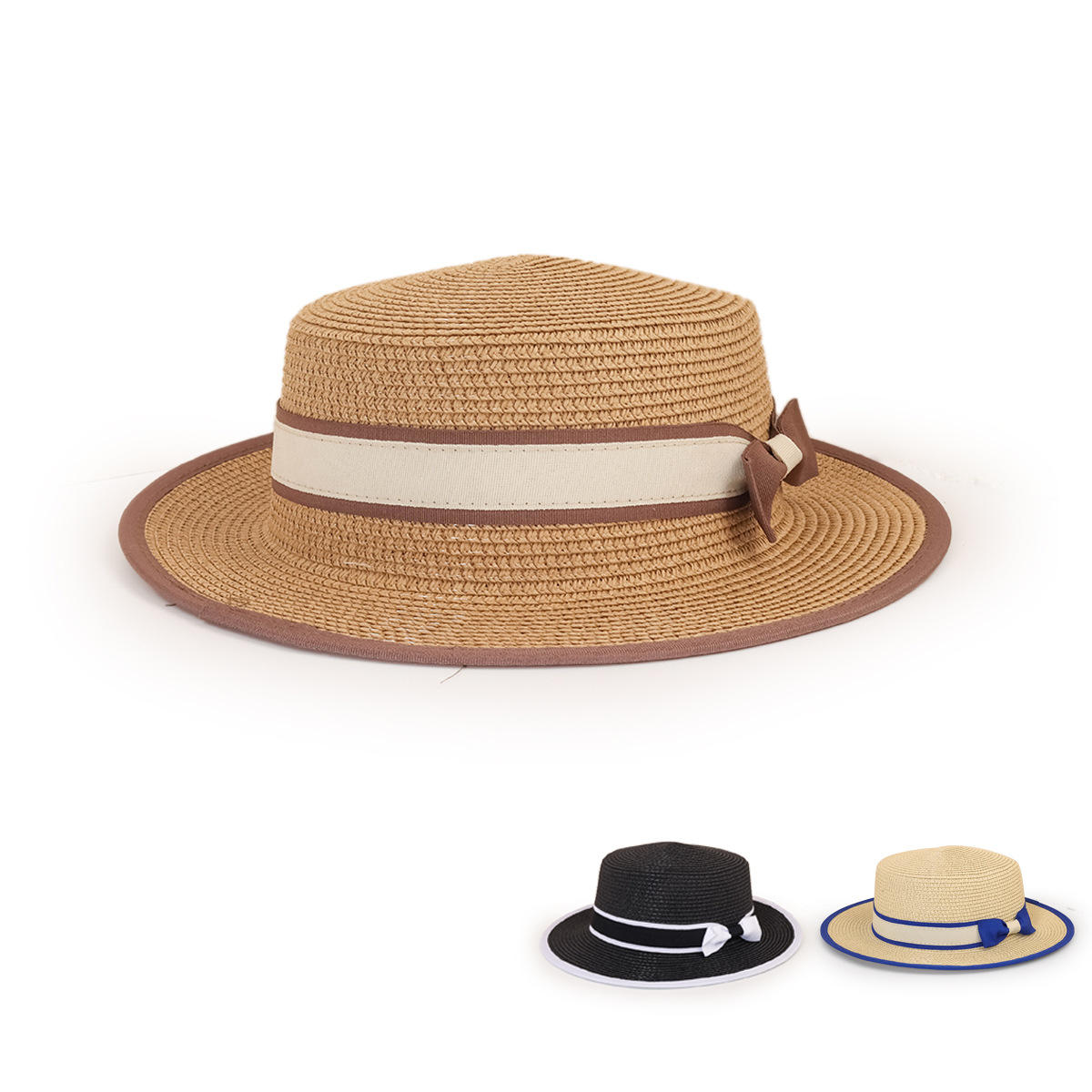 Nihaojewelry Edging Color Matching Bow Sunshade Parent-child Straw Hat Wholesale display picture 13