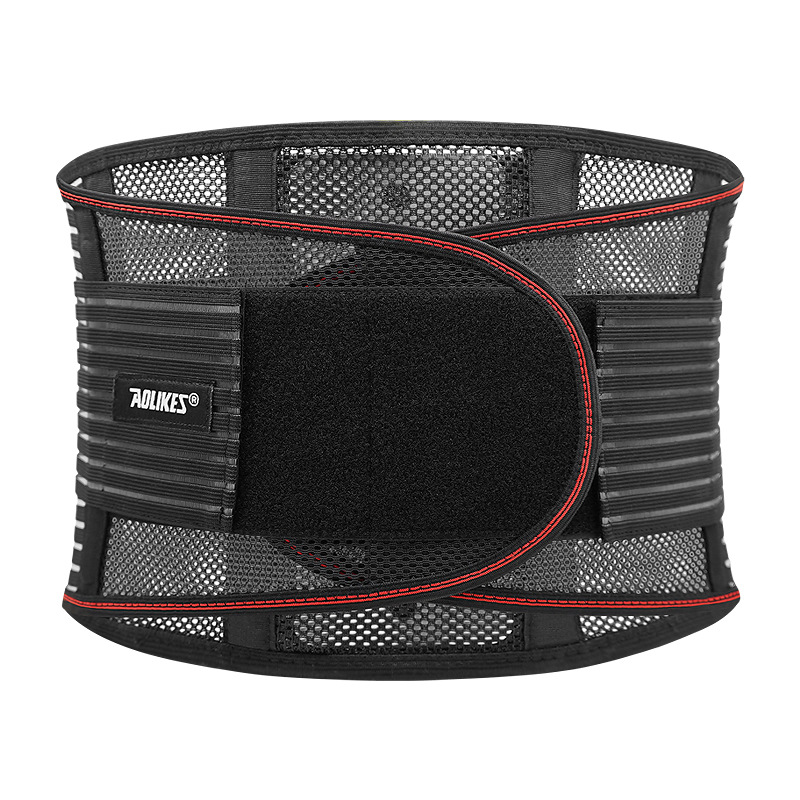 AOLIKES cinturón de protección de la cintura de apoyo deportivo de fitness presurizado cinturón de fijación de columna lumbar soporte de placa de acero desmontable ventilado