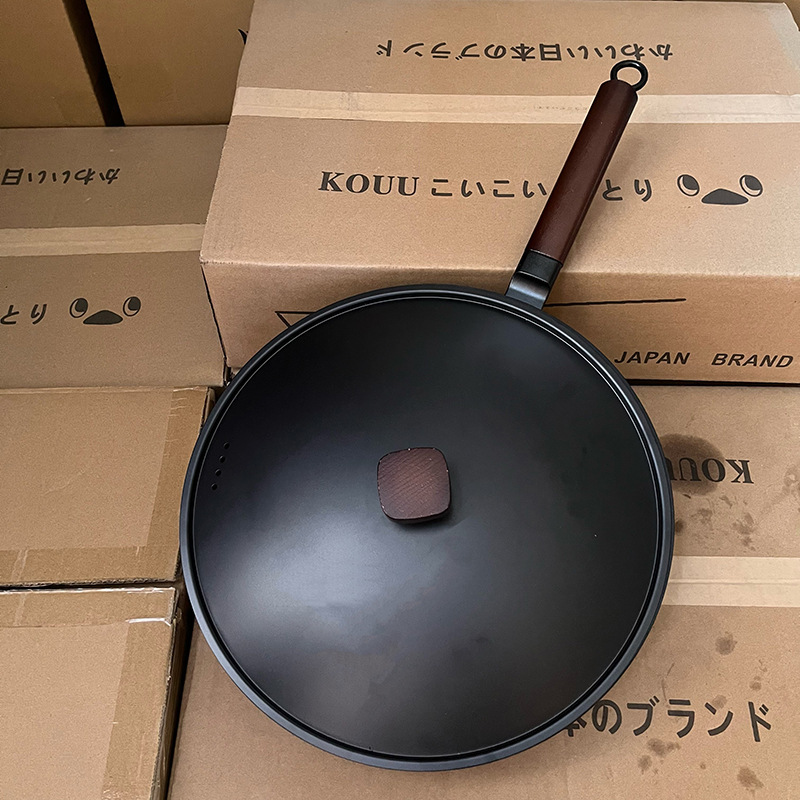 外国貿易の日本式鉄鍋の家庭用炒め物鍋の底には鍋の電磁ストーブのガスコンロの通用する元の輸出品質がありません。|undefined
