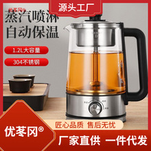 养生具喷淋茶炉泡蒸汽玻璃家用茶壶电热式大容量煮茶全自动煮茶器