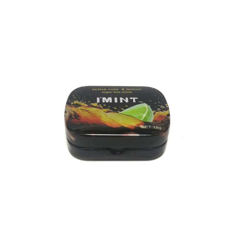 青柠润喉可乐味无糖薄荷糖空铁盒 18g便携式休闲糖果包装铁盒