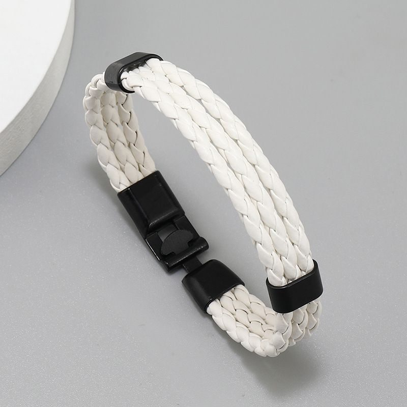 Fashion Solid Color Pu Leather Braid Men's Bracelets display picture 2