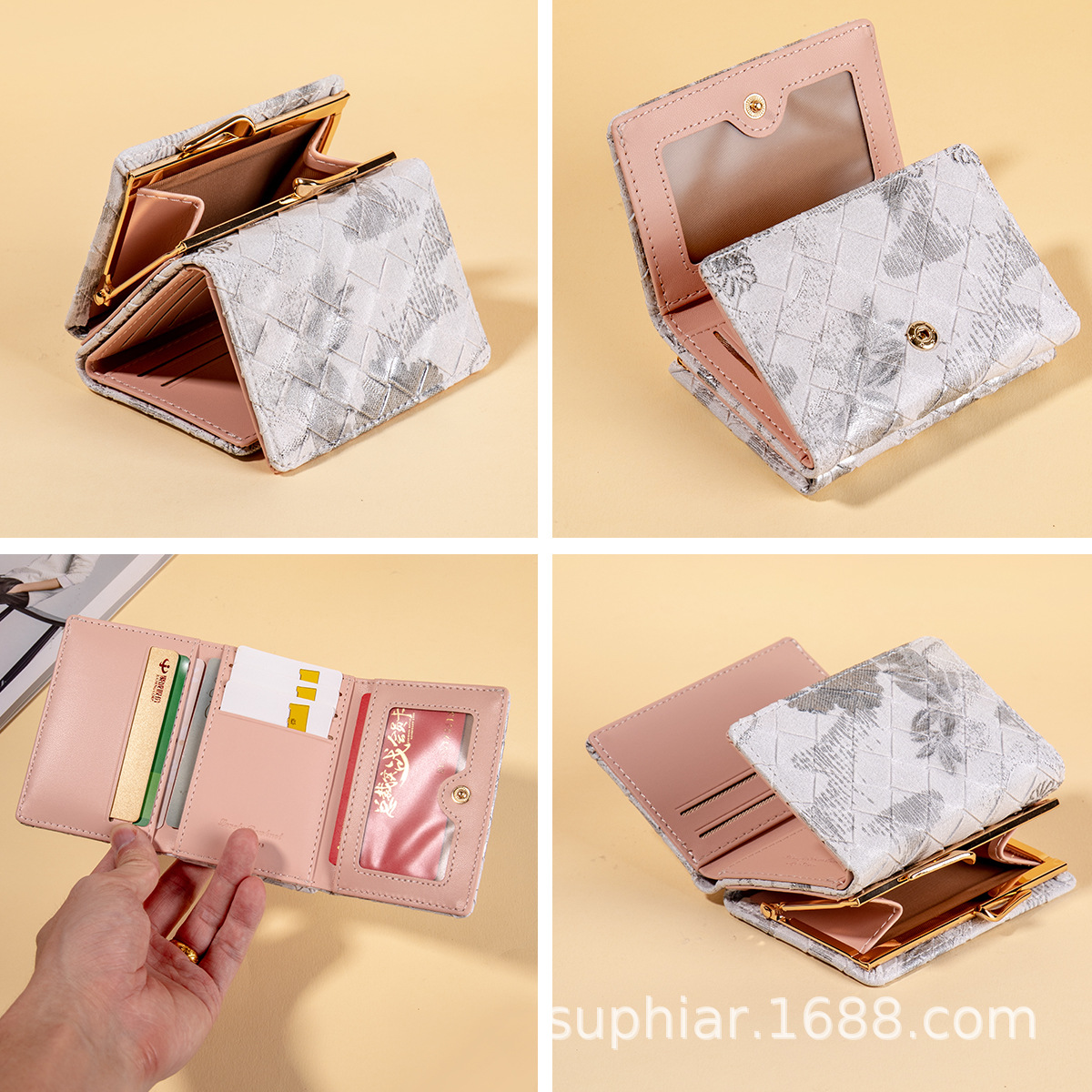 Nuevo monedero de moda retro transfronterizo, embrague de pu ligero corto para estudiantes, billetera de estilo nacional, sentido premium para mujer