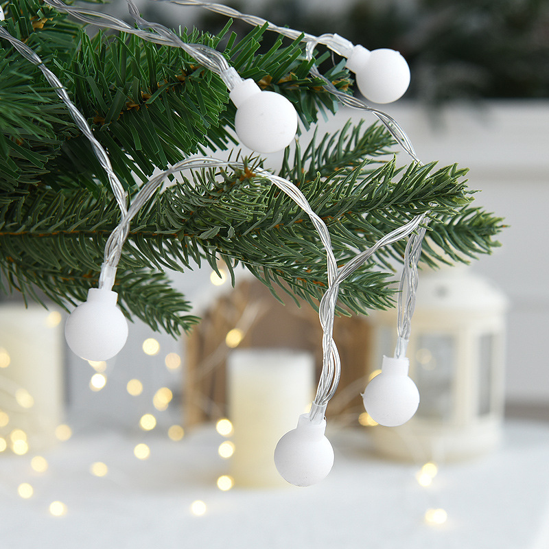 Árbol de Navidad decorativa luz blanca cálida luz bola lámpara cuentas cálida luz paquete batería Navidad luz cadena amarillo DIY material