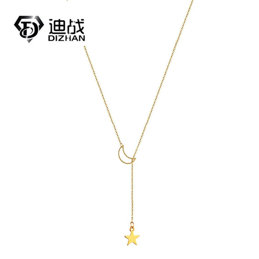 Европа и Соединенные Штаты популярные вакуумные покрытия из нержавеющей стали полые Луны тонкий ожерелье звезда кулон ожерелье завод прямых продаж