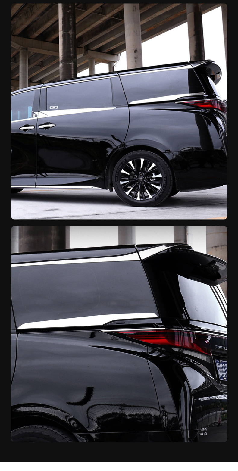 Suitable for 24 Models of Toyota Alphard/Hiace 40 Series Body Trim Strips, Rear Window Decorative Strips, Window Chrome Exterior Trim