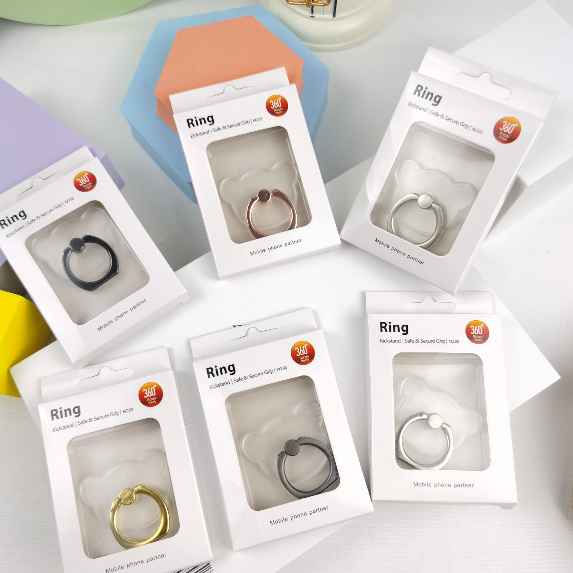 Soporte de anillo de cristal transparente acrílico transparente titular de teléfono móvil de cristal creativo