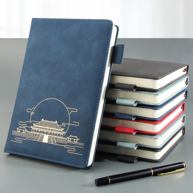 Notebook retro notebook color-changing Pu imitation leather 2022 can be fixed LOGO office gifts [two postage]]