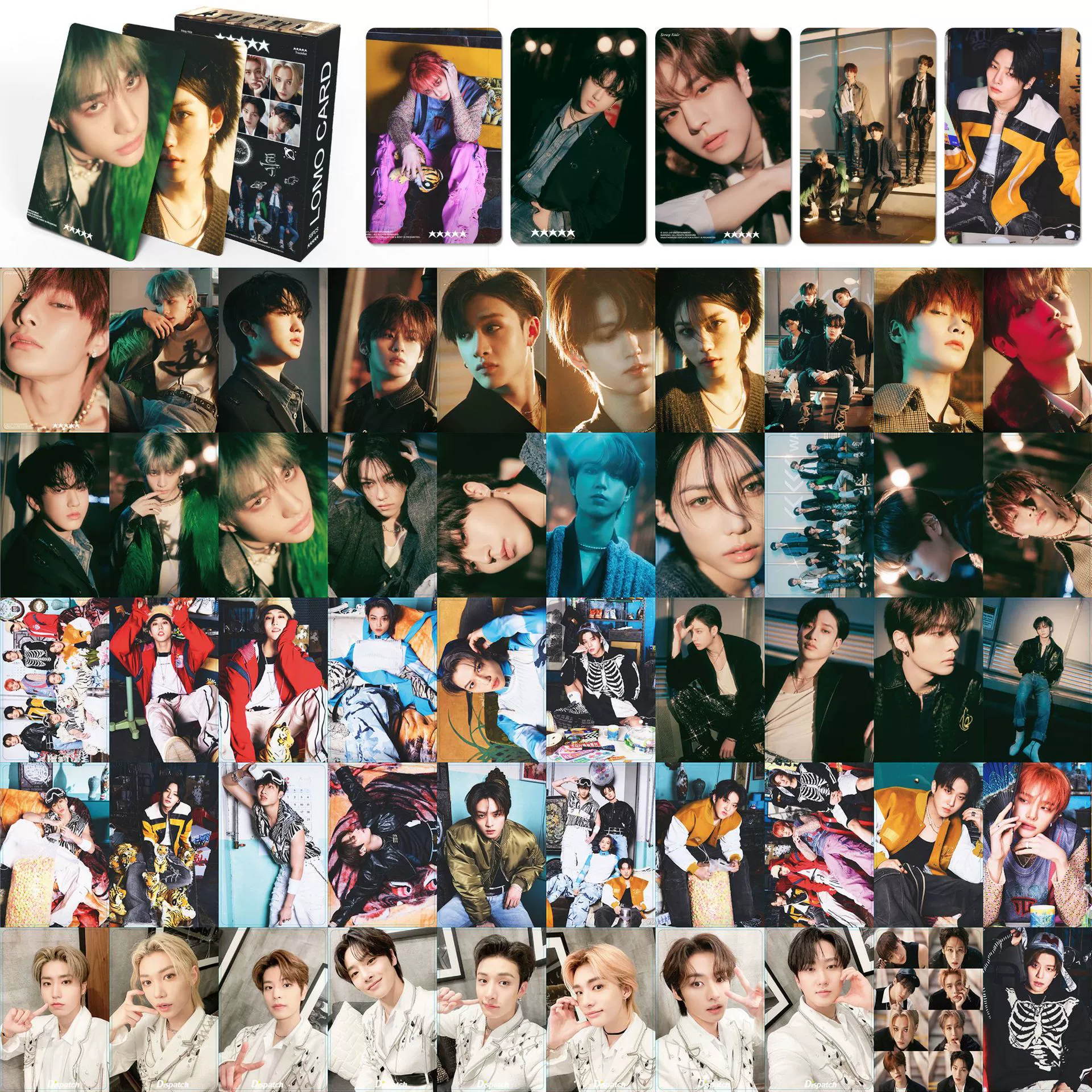 Набор карточек Ломо (Stray Kids) — 55 ламинированных фотокарточек, 85×55 мм, стиль коллекционного альбома