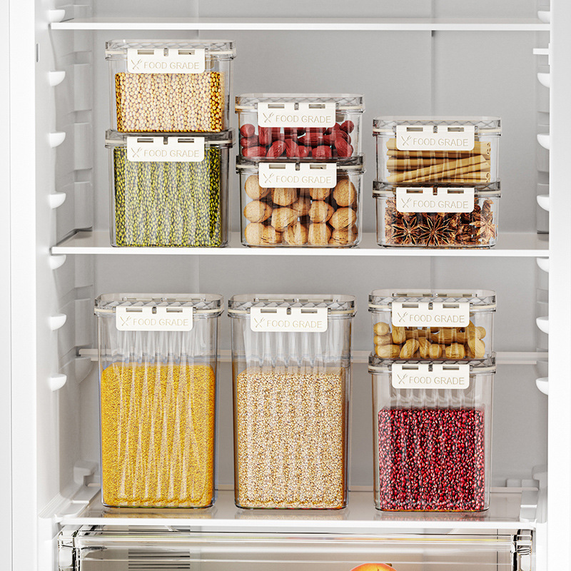 密封缶、穀物、食品グレードの素材、透明プラスチック缶、キッチン収納ボックス、乾物茶保存缶|undefined