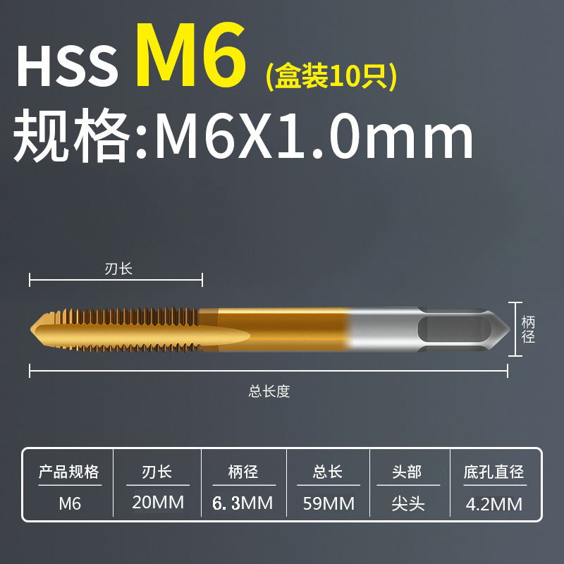 【標準歯間距離】機用タップチタン製直槽タップ6542高速鋼製タップ高硬度全研磨製|undefined